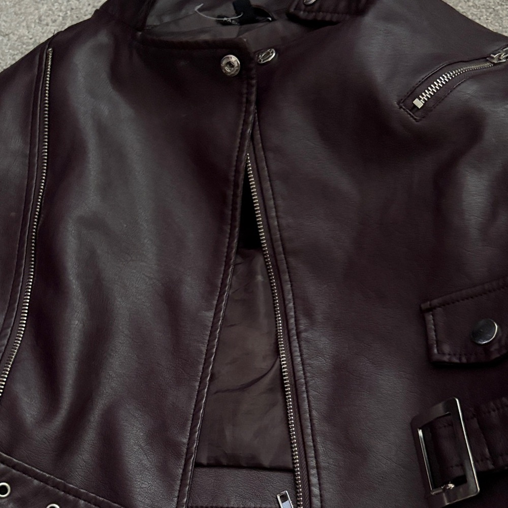 Fashion Nova Dark Brown Leather Jacket